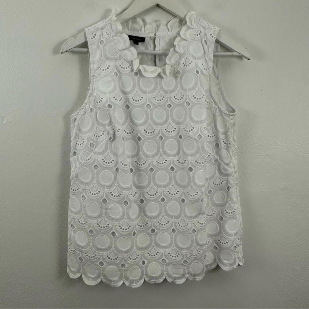 Talbots White Eyelet Sleeveless Top Women's Size S